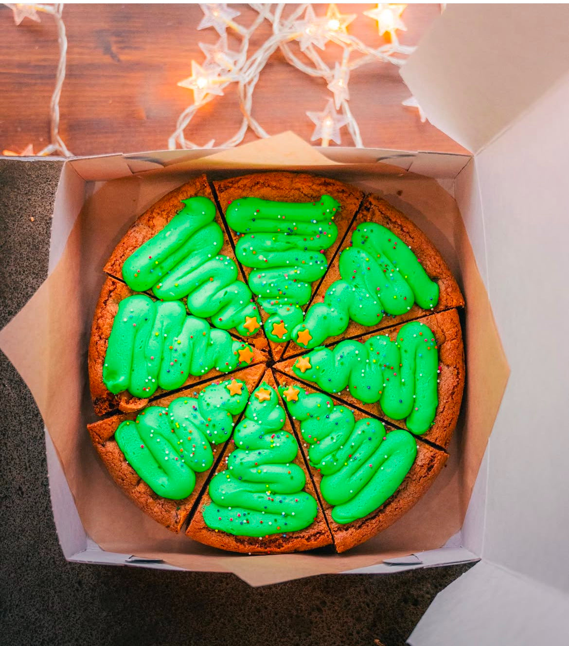 Christmas Tree Chocolate Chip Cookie Cake